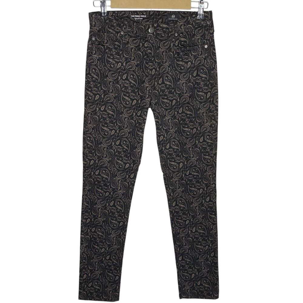AG Adriano Goldschmied Pants Womens 27 Paisley Velvet Prima Ankle Cigarette NWT